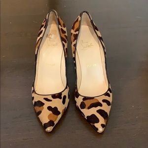 Christian Louboutin animal print fur pumps
